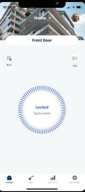 PDQ Spirit app showing the Front Door locked